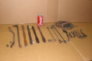 9 Vintage Wood & Steel Pitman Arms,  Belts & Cast Iron Guides Steampunk Machines