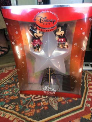 Rare The Disney Store 2008 Mickey Mouse Minnie Mouse Christmas Tree Topper