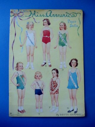 Vintage 1941 Miss America Paper Dolls Book Betty Campbell Saalfield 329 Uncut