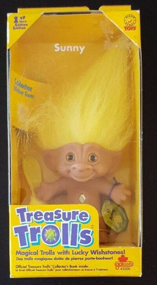 Sunny,  3 " Treasure Troll Doll - In Package - Vintage