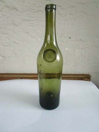 Antique Haut Sauterne Wine Bottle Olive Green Large Open Ponil