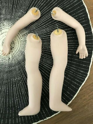 Vintage Porcelain Doll Legs Arms Baby Painted Nails Toes Parts NOS 2
