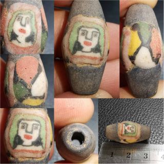 Antique Stunning Old Mosaic Glass Bead With Faces 41