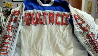 Vintage Rare Bultaco Motocross Motorcycle Jersey Size Large Mesh– Red,  White Blue