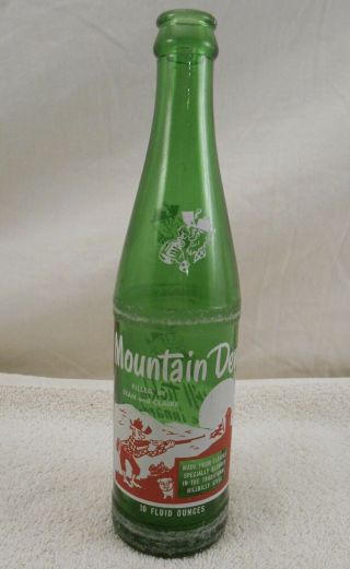 Vintage “rare” Mountain Dew “ Filled By Stan And Claire ” 10 Oz.  Bottle (chip)