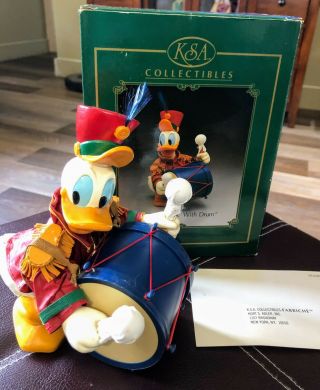 Rare Kurt Adler Disney Donald Duck With Drum Papier - Mâché Fabriche Figurine Box