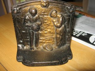 Antique Cast Iron Book End,  Door Stop " Angelus " Praying Peasants