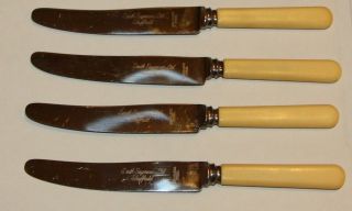 Vintage Smith Seymour Set Of 4 Dinner Knives With Faux Bone Handles Sheffield