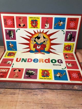 Vintage Underdog Board Game Board Only 1964 Miltoñ Bradley Number 4513 Rare (21)