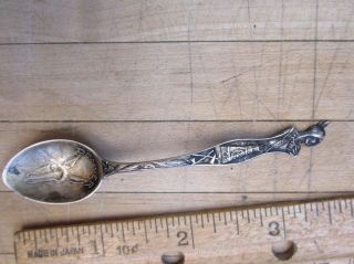 Antique Sterling Silver Souvenir Spoon.  Denver Colorado.  Indian,  Tepee Mule.