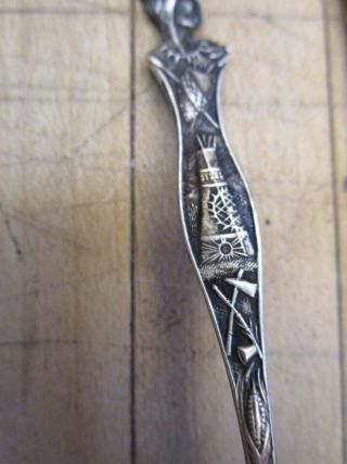 Antique Sterling Silver Souvenir Spoon.  Denver Colorado.  Indian,  Tepee Mule. 3