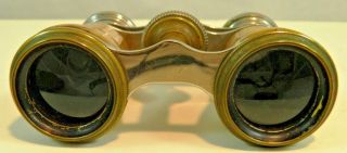 Lamier Paris Vintage Mother of Pearl Opera Glasses Binoculars w/ Leather Case 3