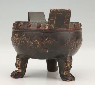 CHINESE BRONZE CENSER ANCIENT WAYS SWEET TRIPOD OLD CONSECRATE COLLECT 3