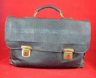 German Wwii Wehrmacht Soldier Officer Leather Briefcase / Bag Rare War Relic