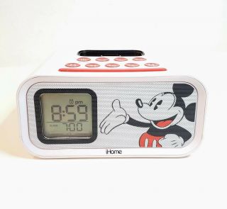 Mickey Mouse Disney Ihome Dual Alarm Clock Speaker For I - Pod Rare & Retired
