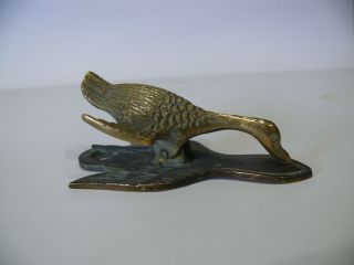 Antique Brass Duck Paper Clip Letter Holder
