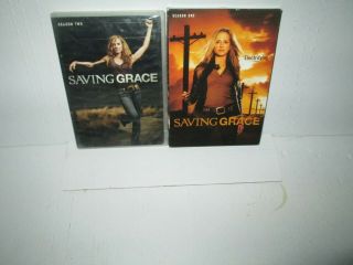 Saving Grace - Season 1 & 2 Rare Dvd Set Alcholic Female Cop Holly Hunter 8 Disc