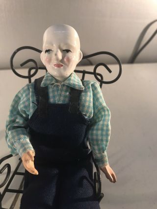 vintage shackman doll Porcelain Grandma Grandpa In Rocking Chairs 3
