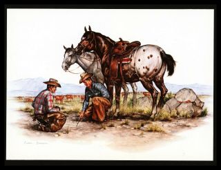 " Planning The Drive " Cowboy Horse Cattle Roundup Art Print By Clark Bronson