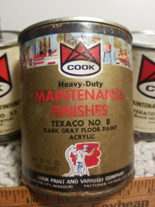 Rare Texaco Oil Co.  No.  8 Vtg 1 Quart Cook Heavy Duty Gray Paint Can Nos Full Qt