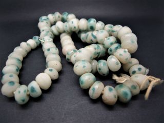 Venetian Antique Skunk Eye Beads White Blue Frosted Glass African Trade Beads