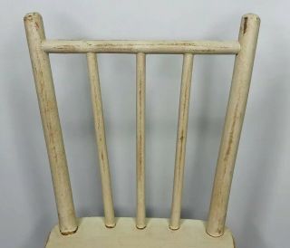 Vintage Inspired Distressed Ivory Wood Doll Bear Chair 12 1/4 
