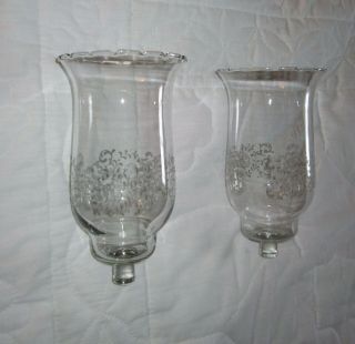 Set Of 5=vtg Clear Etched Floral Glass Candle Votive Glass Cups Homco 6 3/4 " H.
