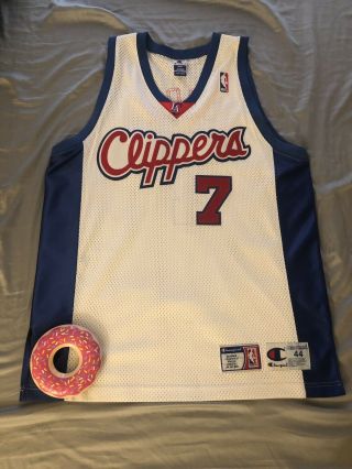 Rare Vtg Champion Authentic Los Angeles Clippers Lamar Odom 7 Jersey Sz 44 Sewn
