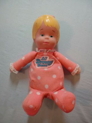 Vintage Mattel Lil Drowsy Beans Doll Pink Polka Dot Pj 