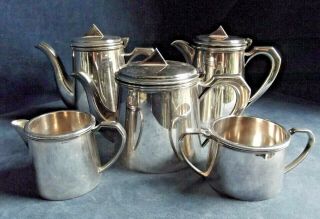 5 Piece Art Deco Silver Plated Tea & Coffe Set C1935 By Viners