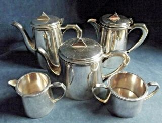 5 Piece ART DECO SILVER Plated TEA & COFFE Set c1935 by Viners 2