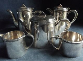 5 Piece ART DECO SILVER Plated TEA & COFFE Set c1935 by Viners 3