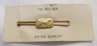 Vintage Antique 1930s Tie Clip Holder Slide On Card Goldtone Hunting Dog