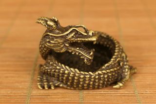 Rare Chinese Old Bronze Hand Carved Dragon Statue Pot Collectable