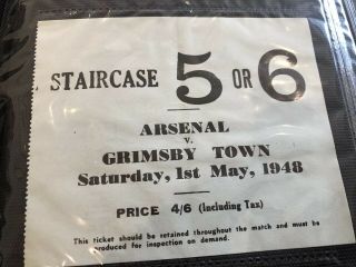 Arsenal - Early Rare Post War Ticket - League V Grimsby 1st May 1948