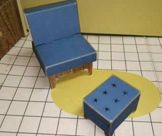 Vintage 1962 Chair And Ottoman Mattel Barbie Dream House Accessory.