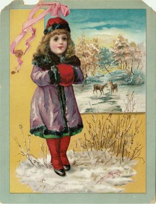 Antique Christmas Greetings Trade Card,  Lion Coffee & Woolson Spice Co Ohio