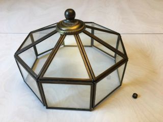 Vtg Ceiling Light Shade Leaded Style Clear Glass Octagon 7.  75 " X 4.  5 "