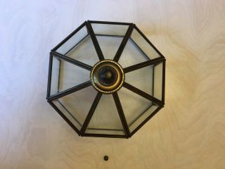 Vtg Ceiling Light Shade Leaded Style Clear Glass Octagon 7.  75 