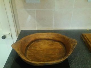 Very Large Vintage Rustic Wooden Fruit Bowl,  Table Centrepiece,  20 " Wide.