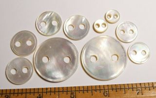Vintage Antique Large 2 - Hole Mother Of Pearl Shell Buttons
