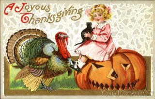 Children A Joyous Thanksgiving Antique Postcard Vintage Post Card