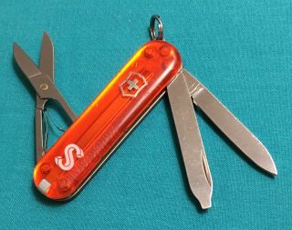 Rare Victorinox Swiss Army Knife - Orange Translucent Classic Sd - Logo