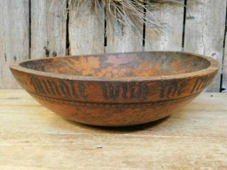 Rare Early 19th C Antique Carved Wood Dough Bowl Aafa