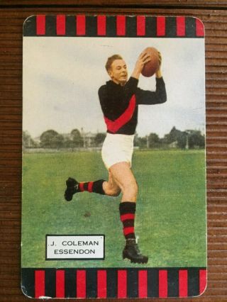 Rare 1954 Coles Vfl / Afl Football Card.  John Coleman - Essendon Bombers