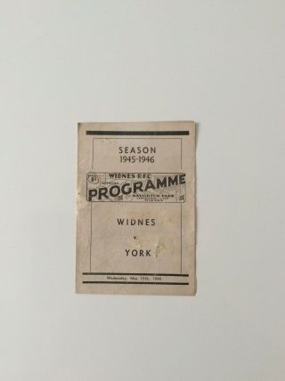 Widnes V York 15.  05.  1946 Rare Small 2 Pager Just After World War Two