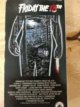 Friday The 13th (vhs,  1980) Horror/slasher/gore/paramount/video/classic/rare