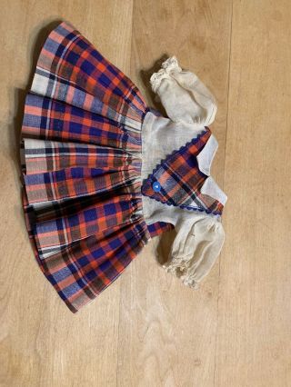 Red/blue Plaid Vintage Doll Dress W/ Attached 1/2 Slip - For Ideal Toni - Other Doll