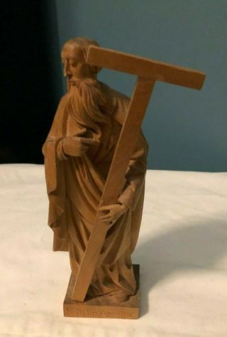 Rare Vintage Hand Carved Wood St.  Philip The Apostle Statue From Germany