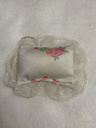 Vintage 1997 Barbie Dollhouse House White Lace And Flower Print Pillow